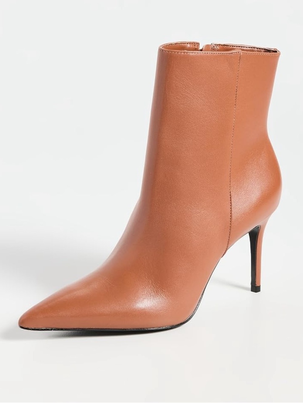 SCHUTZ Tan Leather Pointed-Toe Stiletto Ankle Boots